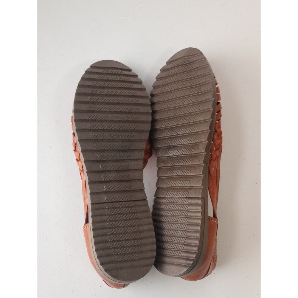 Macarena Collection Women’s Brown Leather Huarache Flats Woven Slip On  Size 8 - Picture 12 of 13